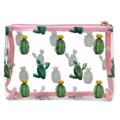 Lihat Melalui Cactus Print PVC Travel Packing Bag