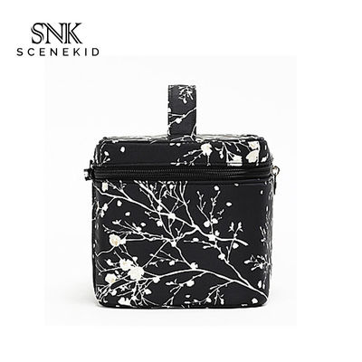 Tas Kosmetik Ritsleting Nilon Perjalanan Bunga Berkapasitas Besar